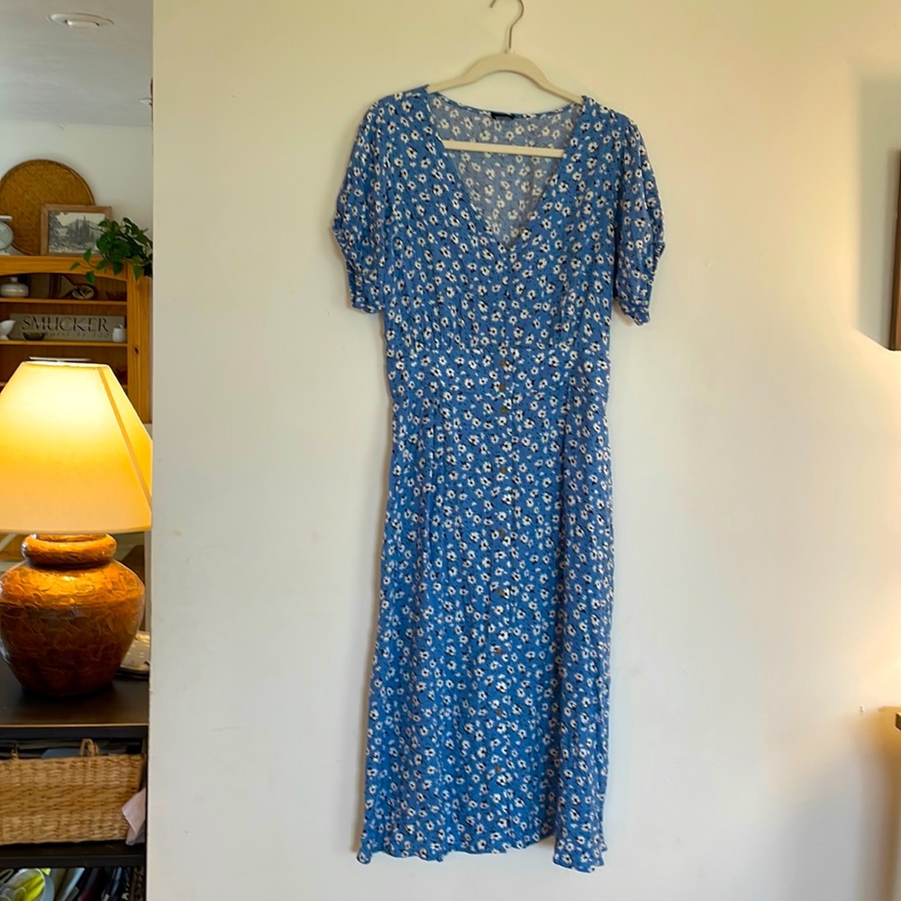 Blue floral Cotton On brand dress, size medium.